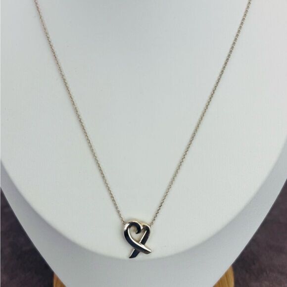 RETIRED TIFFANY & CO PALOMA PICASSO LOVING HEART PENDANT STERLING SILVER 925 MED - Picture 3 of 9